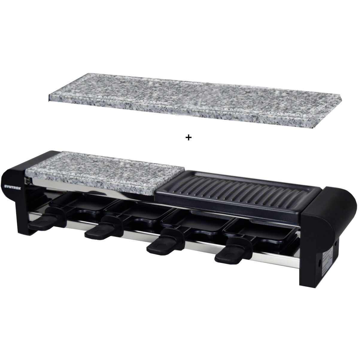 Raclette für 4 Personen | Set | Grillplatte & heißer Stein | 600W | Antihaftbeschichtet - Thurga / B-Ware