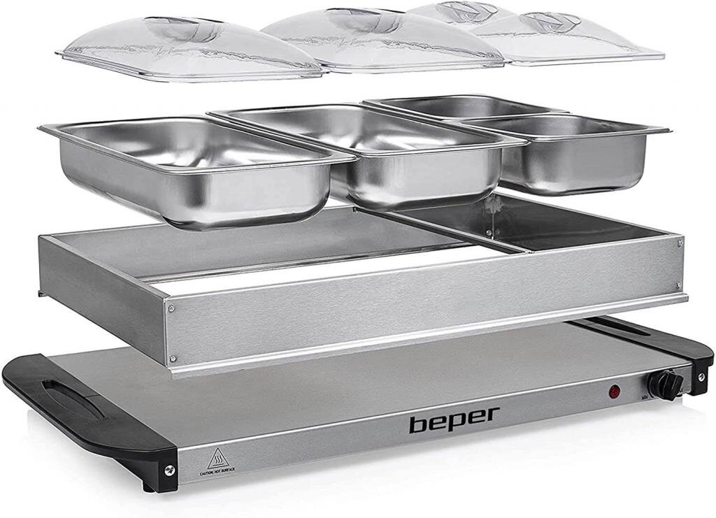 Beper s.r.l BEPER P101TEM002 Buffetwärmer aus Stahl/Kunststoff Grau metallic Essenswärmer Warmhalter – Ansicht 3