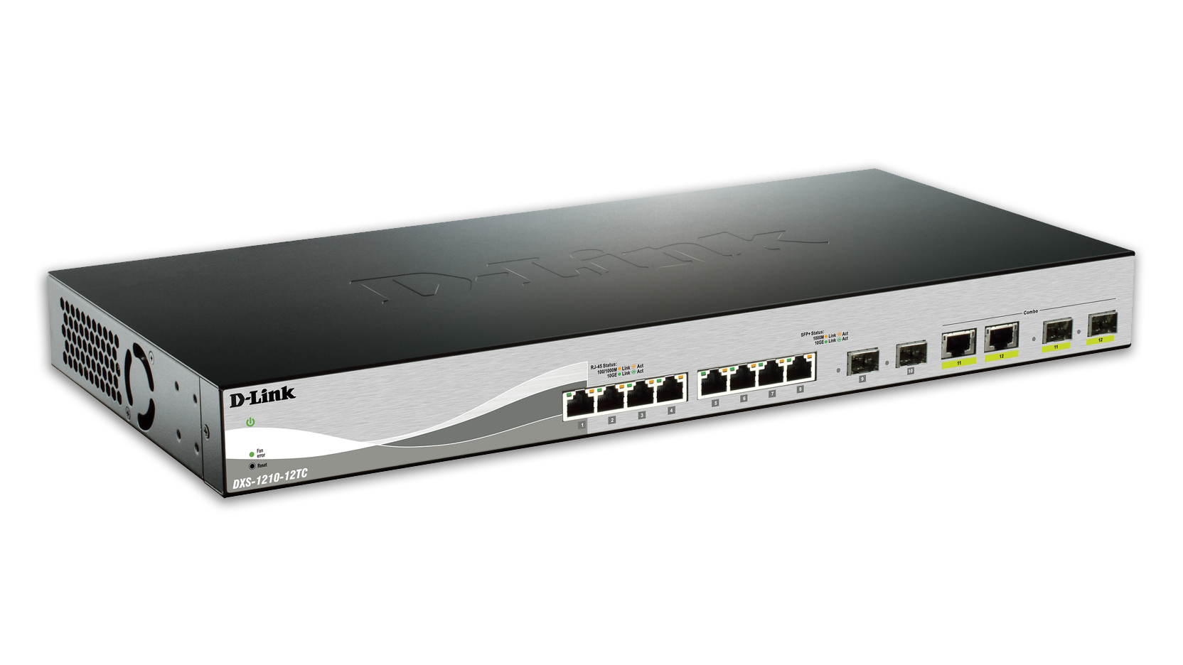 D-Link DXS-1210-12TC/E - Smart Managed Switch - 8x 10GBase-T, 2x 10 Gigabit SFP+/RJ-45, 2x SFP+