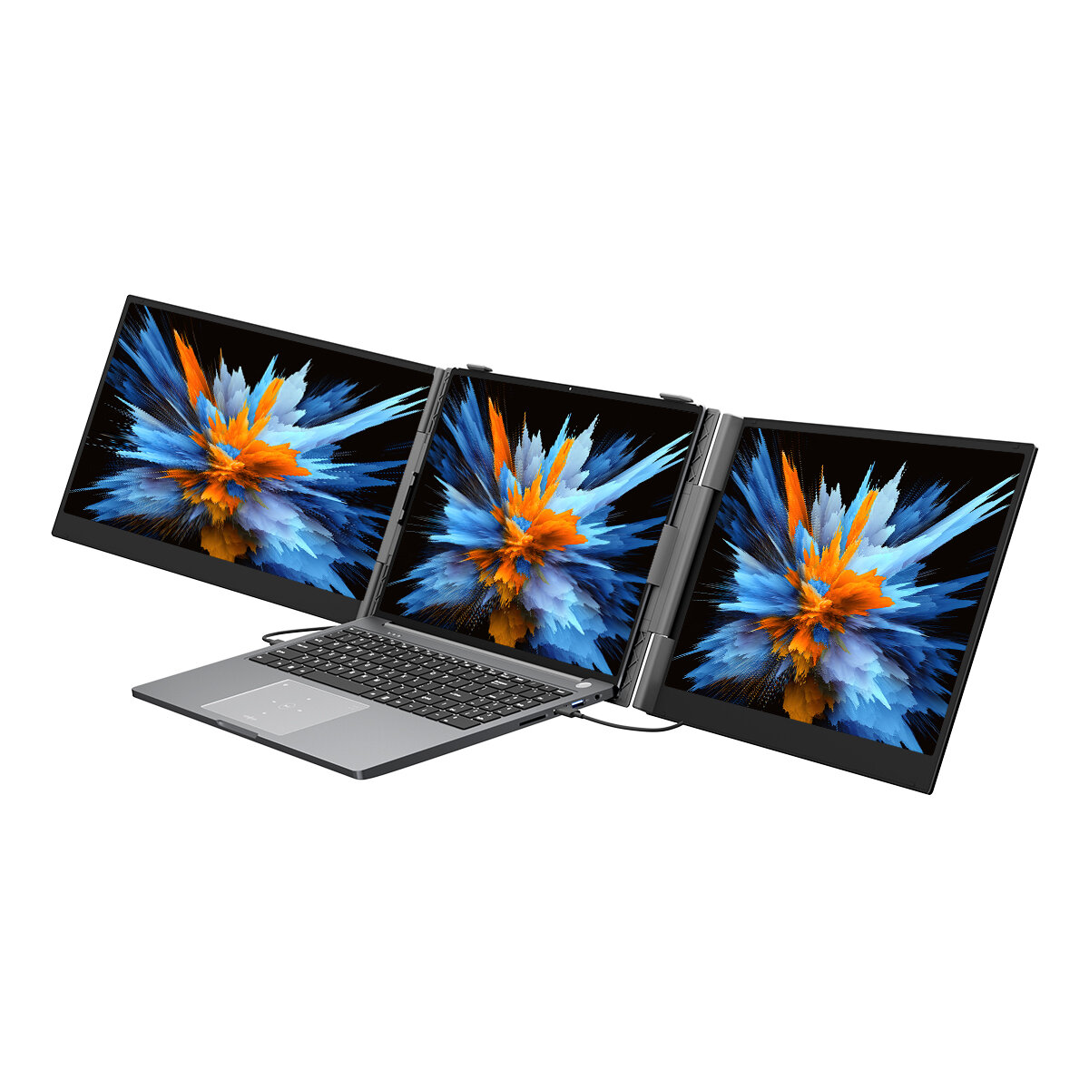 DOKE COMMUNICATION (HK) LIMITED Blackview Dual Laptop Bildschirm Erweiterung 14" / 15,3" Triple Screen Monitor, Full HD IPS, USB-C HDMI Extender für MacBook & Windows, 100W PD, TÜV Eye Care – Ansicht 2