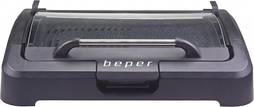 Beper s.r.l Beper 90.871 Elektrogrill mit Glasdeckel, beschichtete Grillplatte, Edelstahl, 2200 W – Ansicht 5