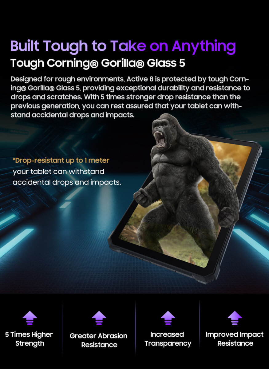 DOKE COMMUNICATION (HK) LIMITED Blackview Active 8 Pro Orange Rugged Tablet 10,36" 2,4K FHD+ 16GB RAM 256GB ROM 48MP Kamera 22000mAh Android 15 Dual SIM LTE WiFi NFC GPS OTG Outdoor – Ansicht 10