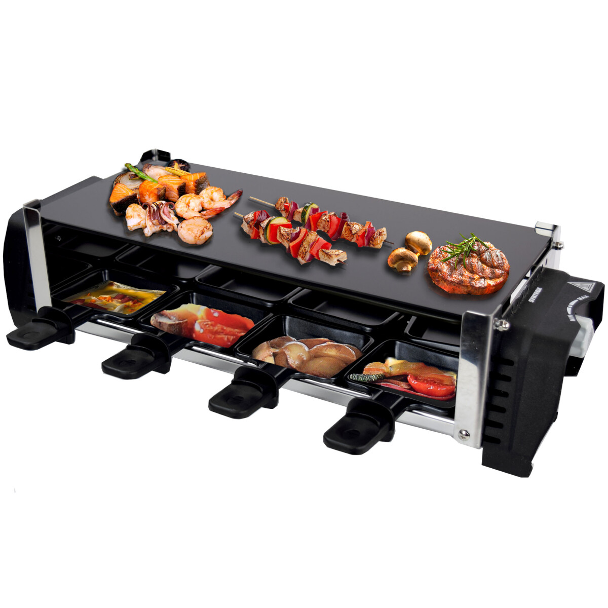 Raclette für 8 Personen | Glasplatte | 1200W | Antihaftbeschichtet - Aurau / B-Ware