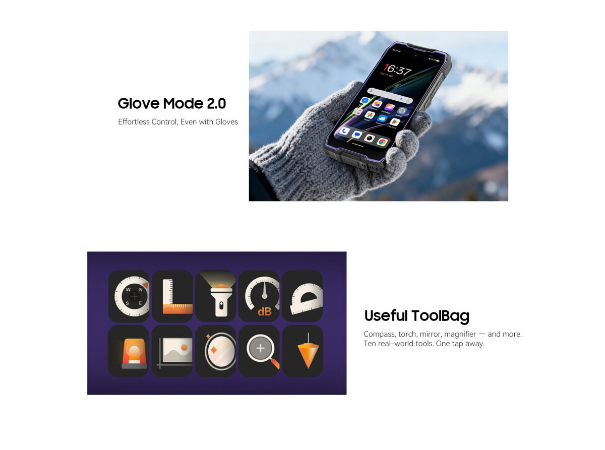 DOKE COMMUNICATION (HK) LIMITED Blackview ROCK 2 Violett Outdoor Handy: 5G, 15000mAh Akku, Android 16, 24GB RAM, 256GB ROM, 6,67" 120Hz Display, 33W Fast Charge, NFC, Robustes Smartphone – Ansicht 9
