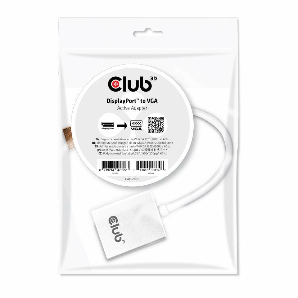 Club 3D CAC-2003 - DisplayPort auf VGA Aktiver Adapter