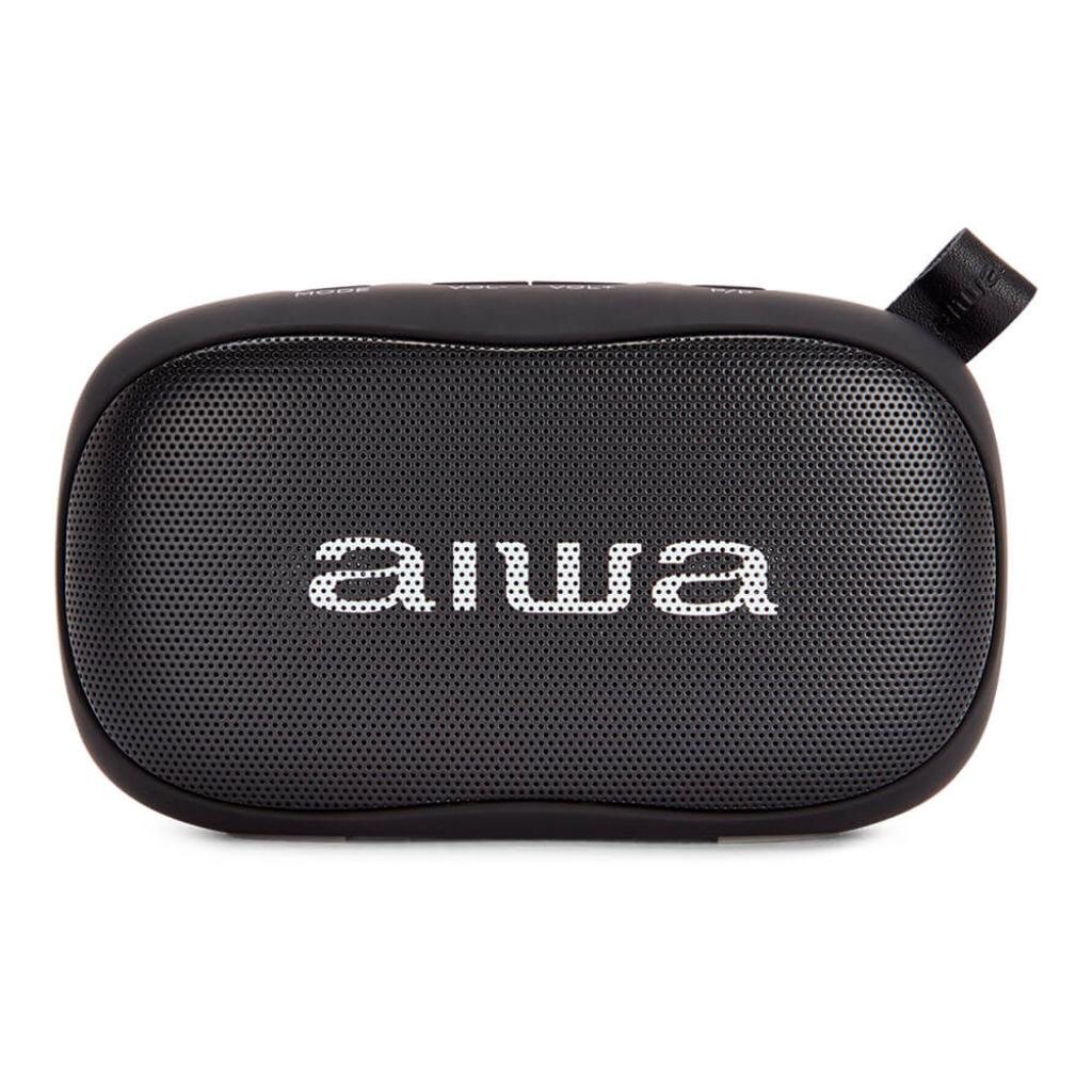 Aiwa Europe SL – CIF B67532465 Aiwa BS-110BK Mini Bluetooth Lautsprecher mit Karabiner 10W HyperBass Musik Box