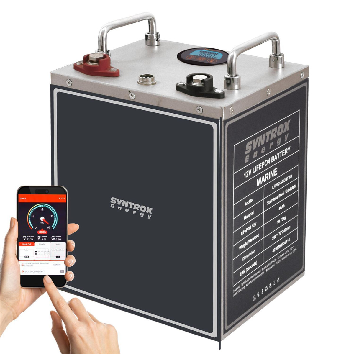 80Ah 12V Lifepo 4 Lithium Batterie | Akku Frostsicher mit BMS, Bluetooth, Display