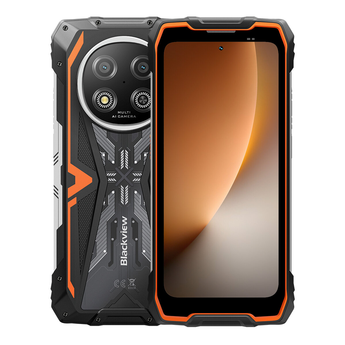 DOKE COMMUNICATION (HK) LIMITED Blackview ROCK 2 Orange Outdoor Handy: 5G, 15000mAh Akku, Android 16, 24GB RAM, 256GB ROM, 6,67" 120Hz Display, 33W Fast Charge, NFC, Robustes Smartphone – Ansicht 3