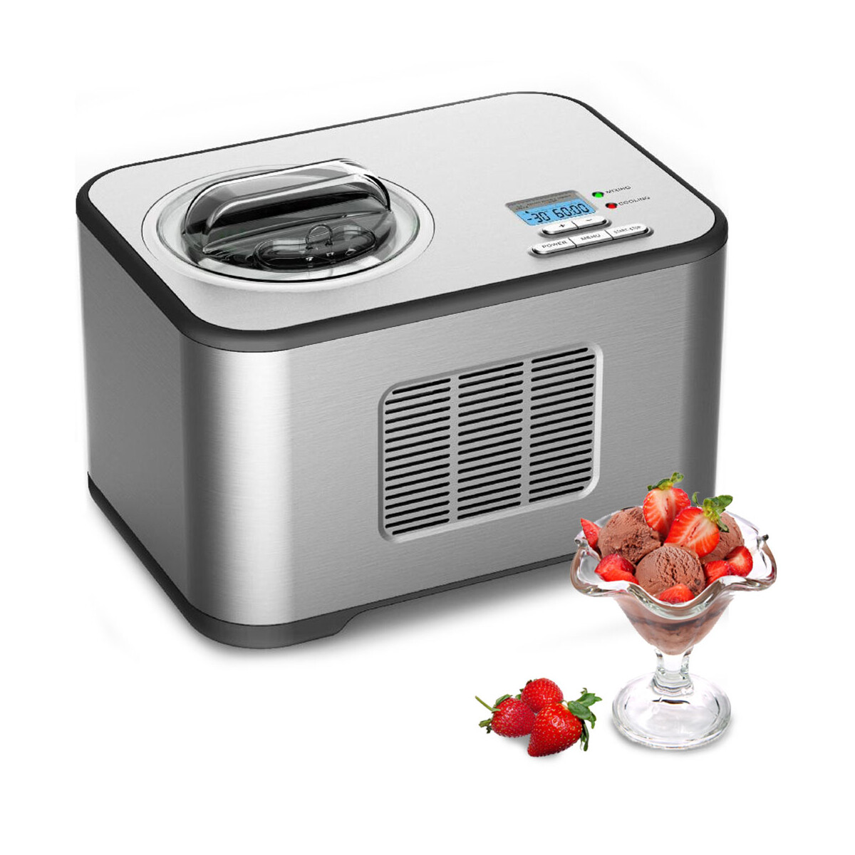 1,5 l Eismaschine mit Kompressor Jildun Eiscreme Maschine Eisbereiter