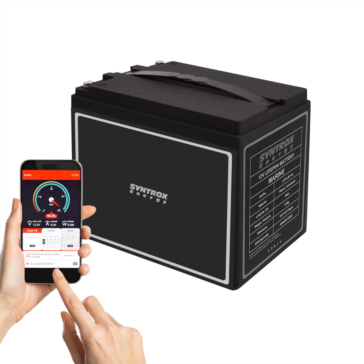 40Ah 12V Lifepo 4 Lithium Batterie | Akku mit BMS, Bluetooth