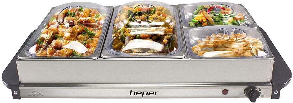 Beper s.r.l BEPER P101TEM002 Buffetwärmer aus Stahl/Kunststoff Grau metallic Essenswärmer Warmhalter – Ansicht 2