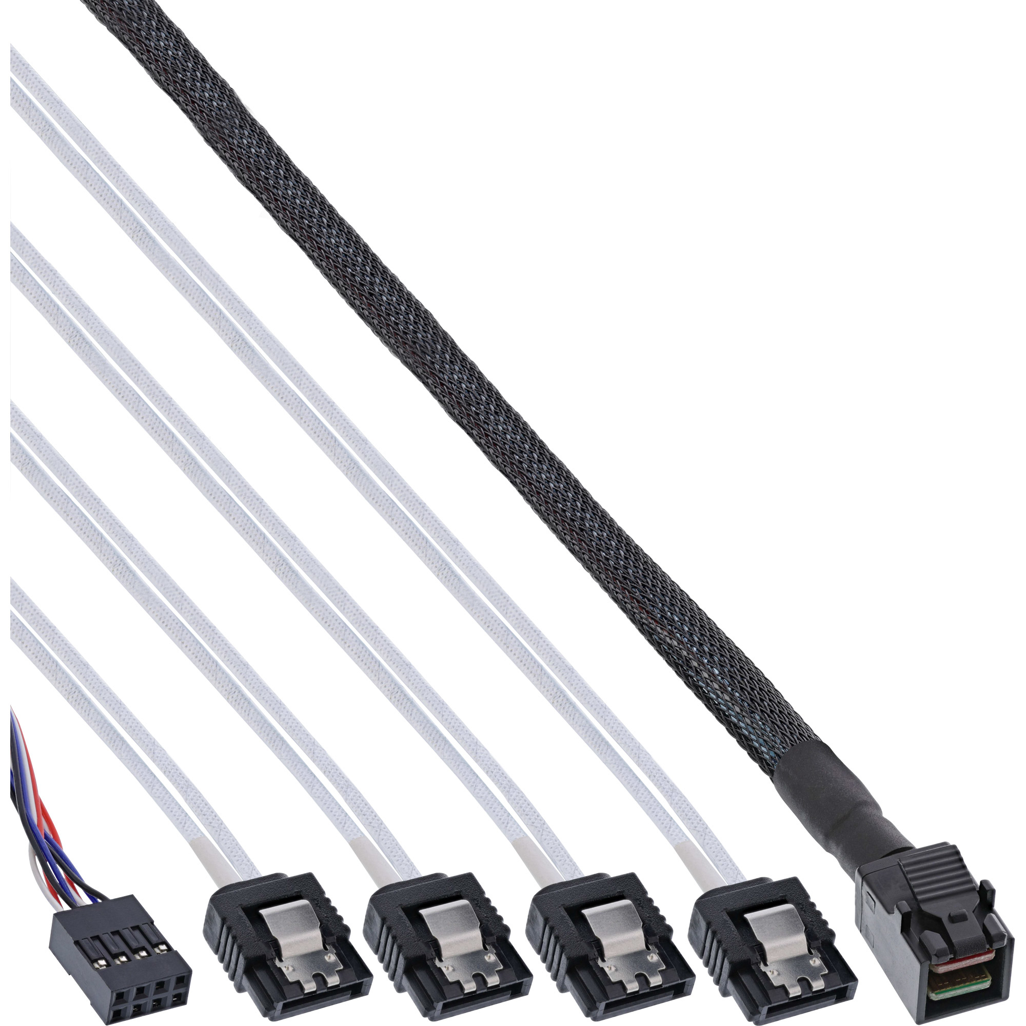 Kabel SAS/SATA Mini SAS HD x4 (SFF-8643) auf SATA (4) incl. Sideband 1m