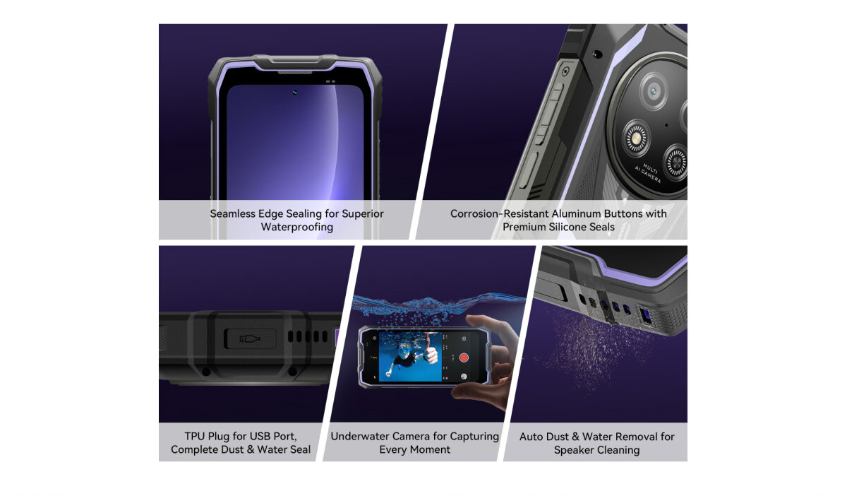 DOKE COMMUNICATION (HK) LIMITED Blackview ROCK 2 Schwarz Outdoor Handy: 5G, 15000mAh Akku, Android 16, 24GB RAM, 256GB ROM, 6,67" 120Hz Display, 33W Fast Charge, NFC, Robustes Smartphone – Ansicht 7
