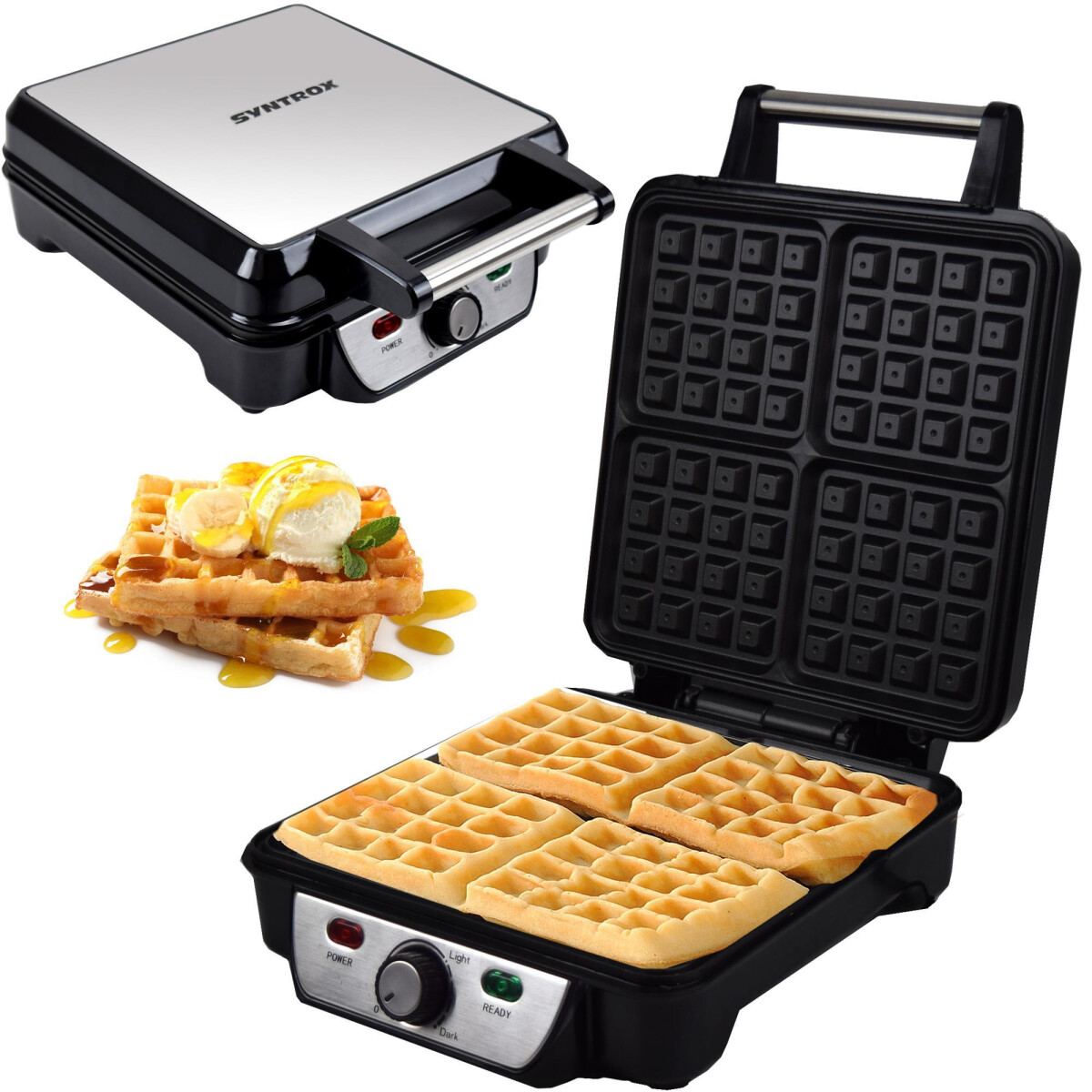 Waffeleisen Belgische Waffeln XXL mit Thermostat Backplatten Belgi