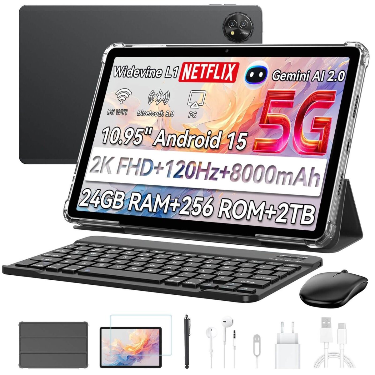 DOKE COMMUNICATION (HK) LIMITED Blackview Zeno 10 8/256GB 11" FHD+ Tablet Android 15 5G WiFi 5 8800mAh Quad-Lautsprecher Stylus