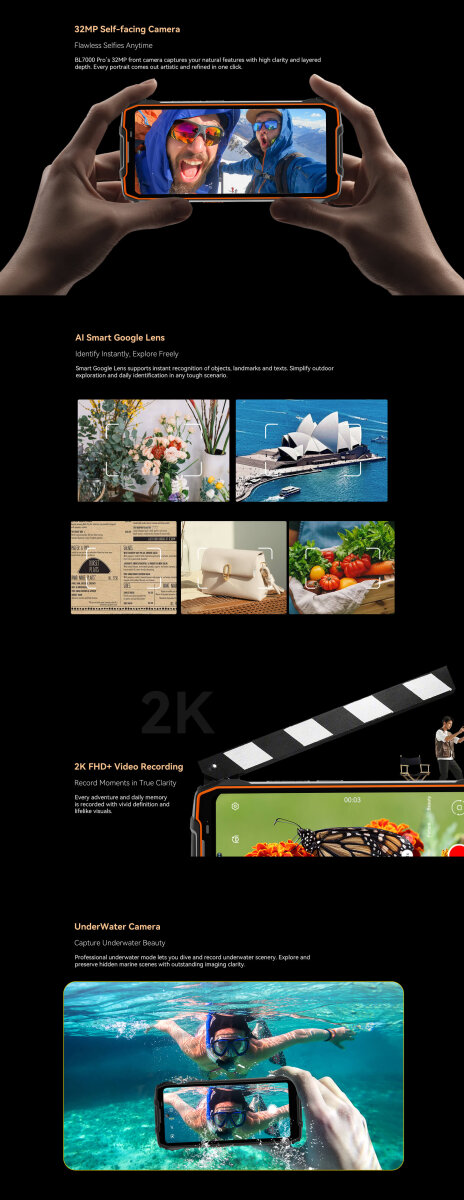 DOKE COMMUNICATION (HK) LIMITED Elektronik Blackview BL7000 Pro Orange Outdoor Smartphone 5G - 7500mAh Akku, 6.78" 120Hz Display, 24GB RAM 256GB ROM, 50MP + 20MP Nachtsicht Kamera, NFC
