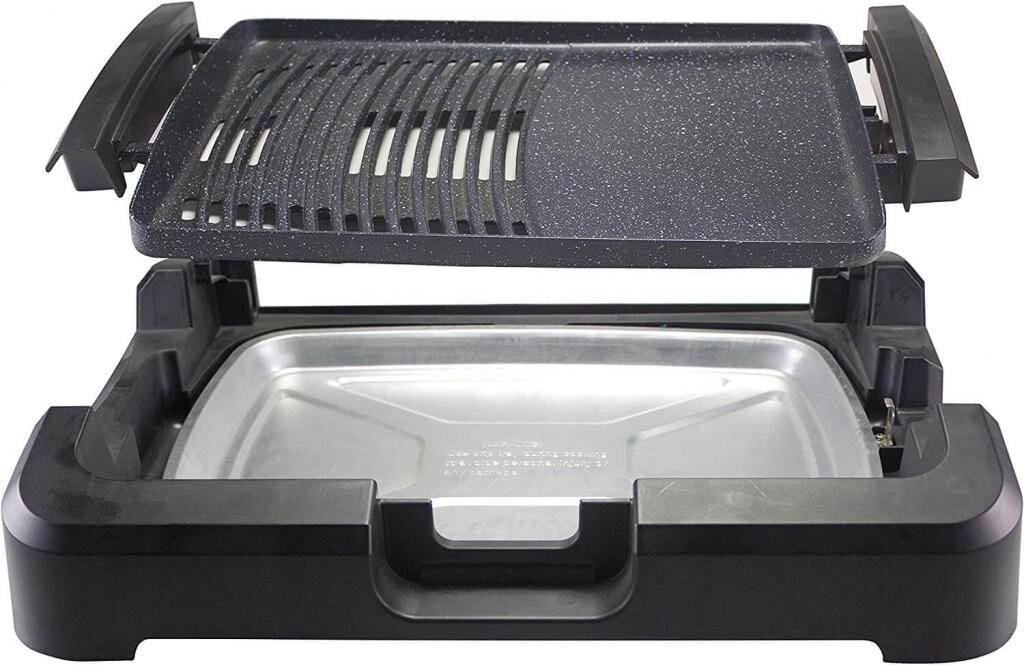 Beper s.r.l Beper 90.871 Elektrogrill mit Glasdeckel, beschichtete Grillplatte, Edelstahl, 2200 W – Ansicht 3