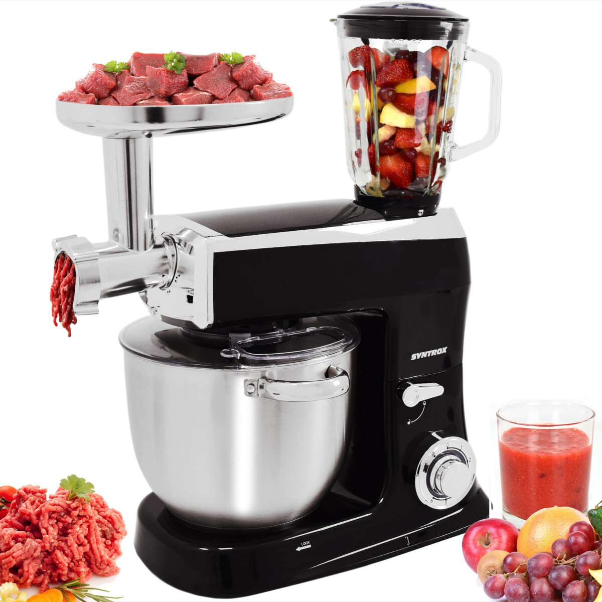 7.5 l Küchenmaschine Wasas mit Fleischwolf | Mixer | Teigknetmaschine