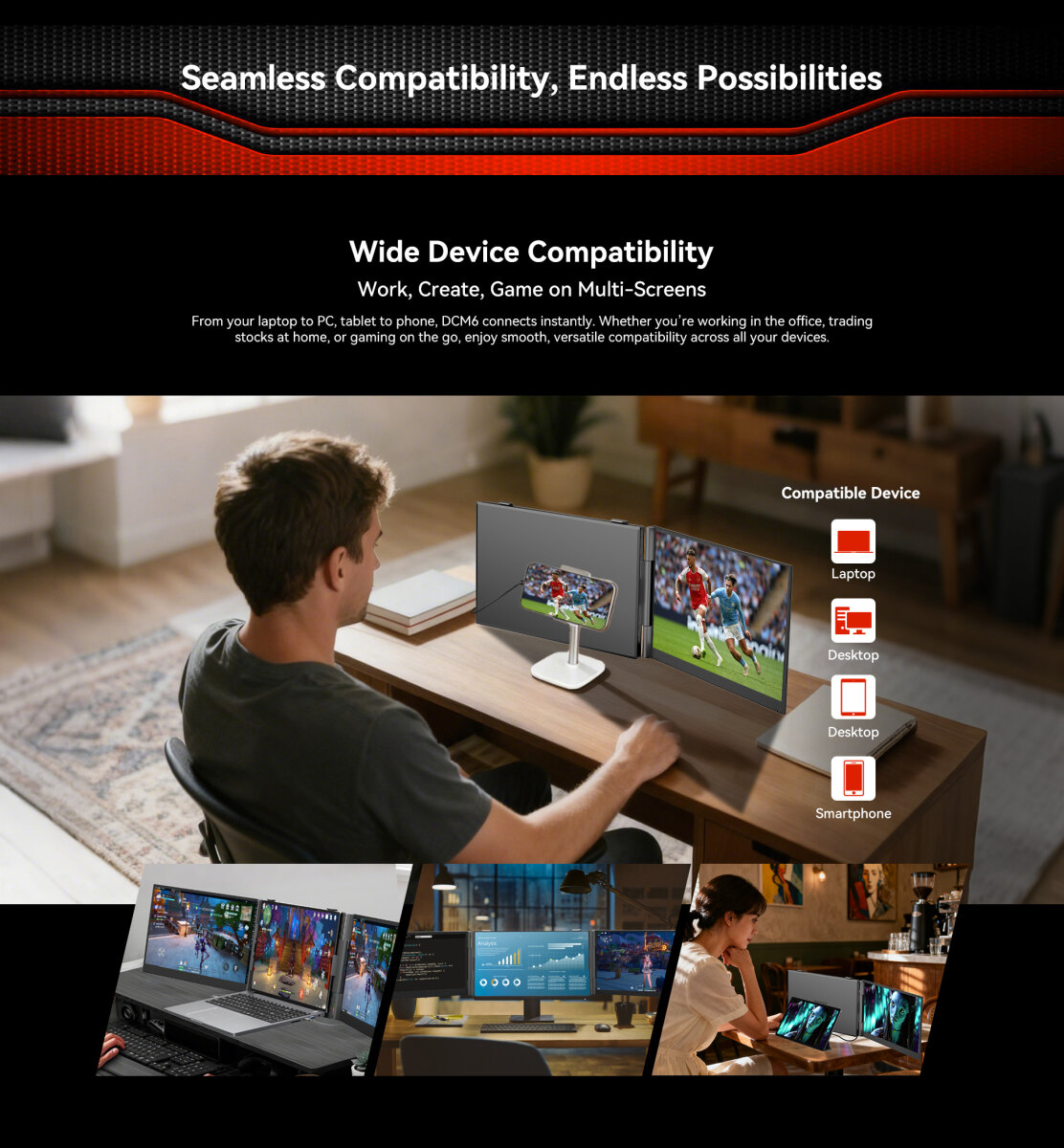 DOKE COMMUNICATION (HK) LIMITED Blackview Dual Laptop Bildschirm Erweiterung 14" / 15,3" Triple Screen Monitor, Full HD IPS, USB-C HDMI Extender für MacBook & Windows, 100W PD, TÜV Eye Care – Ansicht 9
