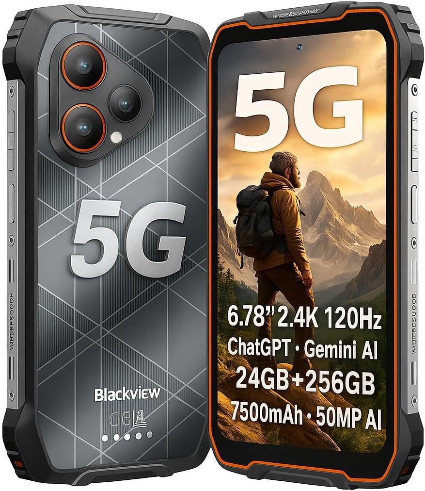 DOKE COMMUNICATION (HK) LIMITED Elektronik Blackview BL7000 Pro Orange Outdoor Smartphone 5G - 7500mAh Akku, 6.78" 120Hz Display, 24GB RAM 256GB ROM, 50MP + 20MP Nachtsicht Kamera, NFC