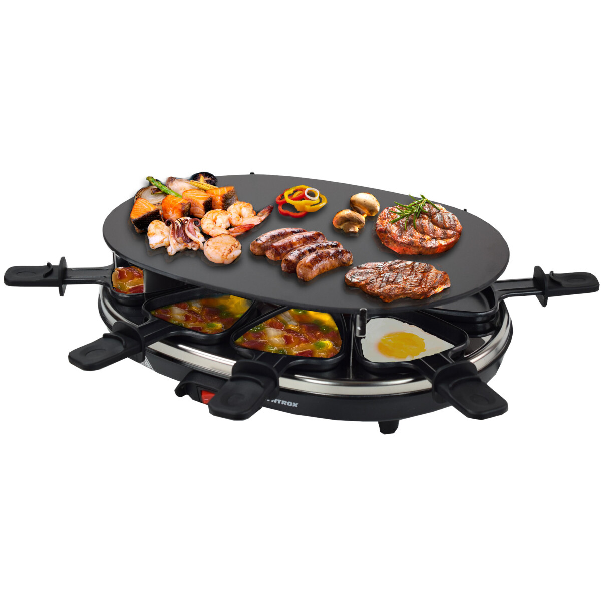 Raclette für 8 Personen | Glasplatte | 900W | Antihaftbeschichtet - Chural / B-Ware