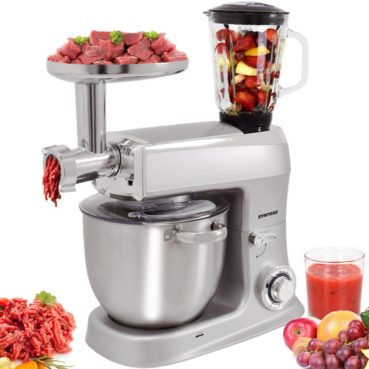 7.5 l Küchenmaschine Wasas mit Fleischwolf | Mixer | Teigknetmaschine