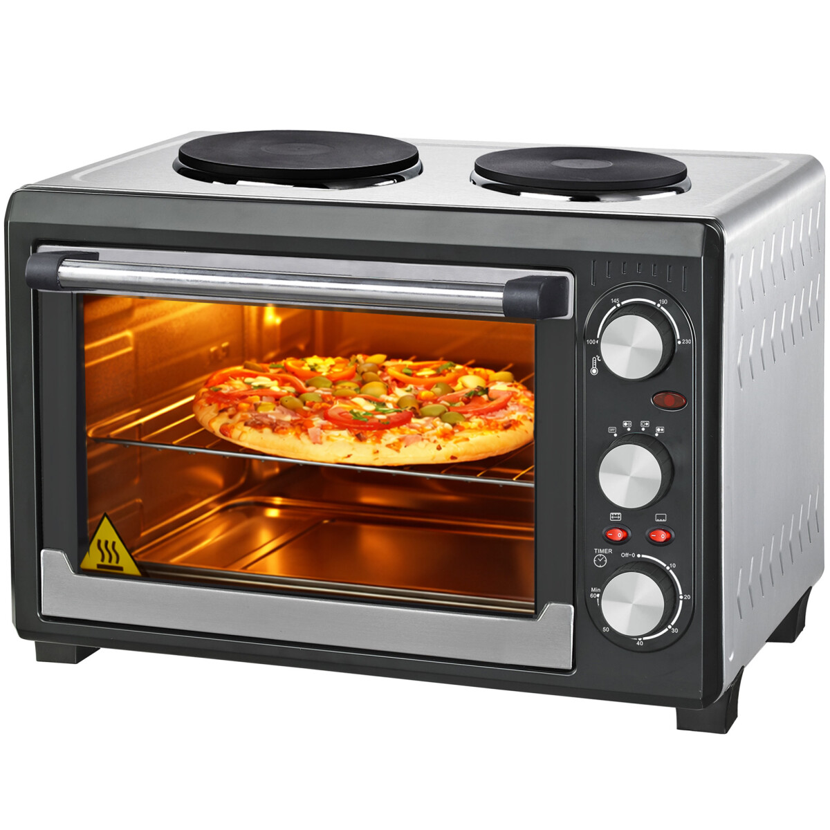 26 l Minibackofen 2 Kochplatten Etass | Kleinküche | Miniofen | Pizzaofen