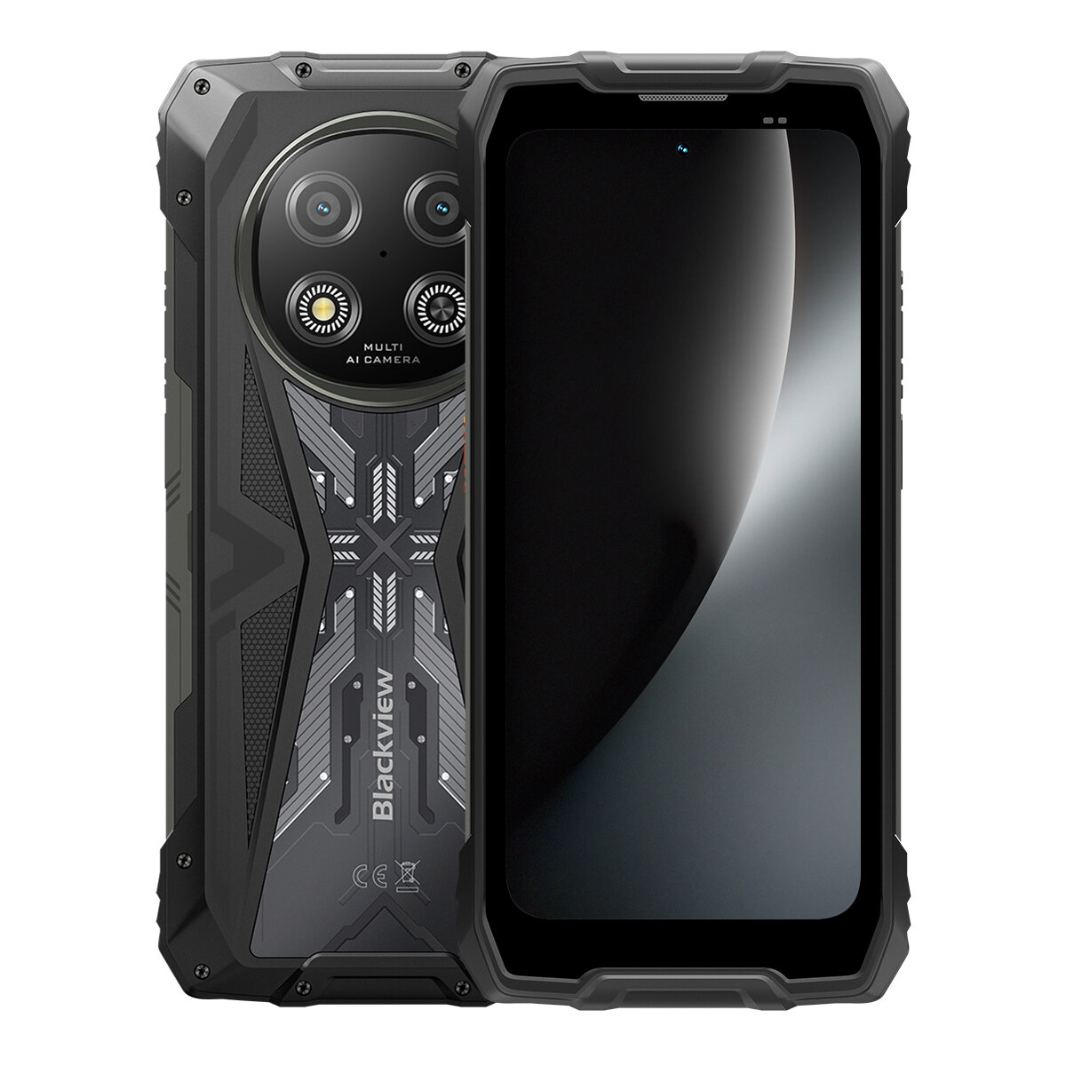 DOKE COMMUNICATION (HK) LIMITED Blackview ROCK 2 Schwarz Outdoor Handy: 5G, 15000mAh Akku, Android 16, 24GB RAM, 256GB ROM, 6,67" 120Hz Display, 33W Fast Charge, NFC, Robustes Smartphone – Ansicht 3