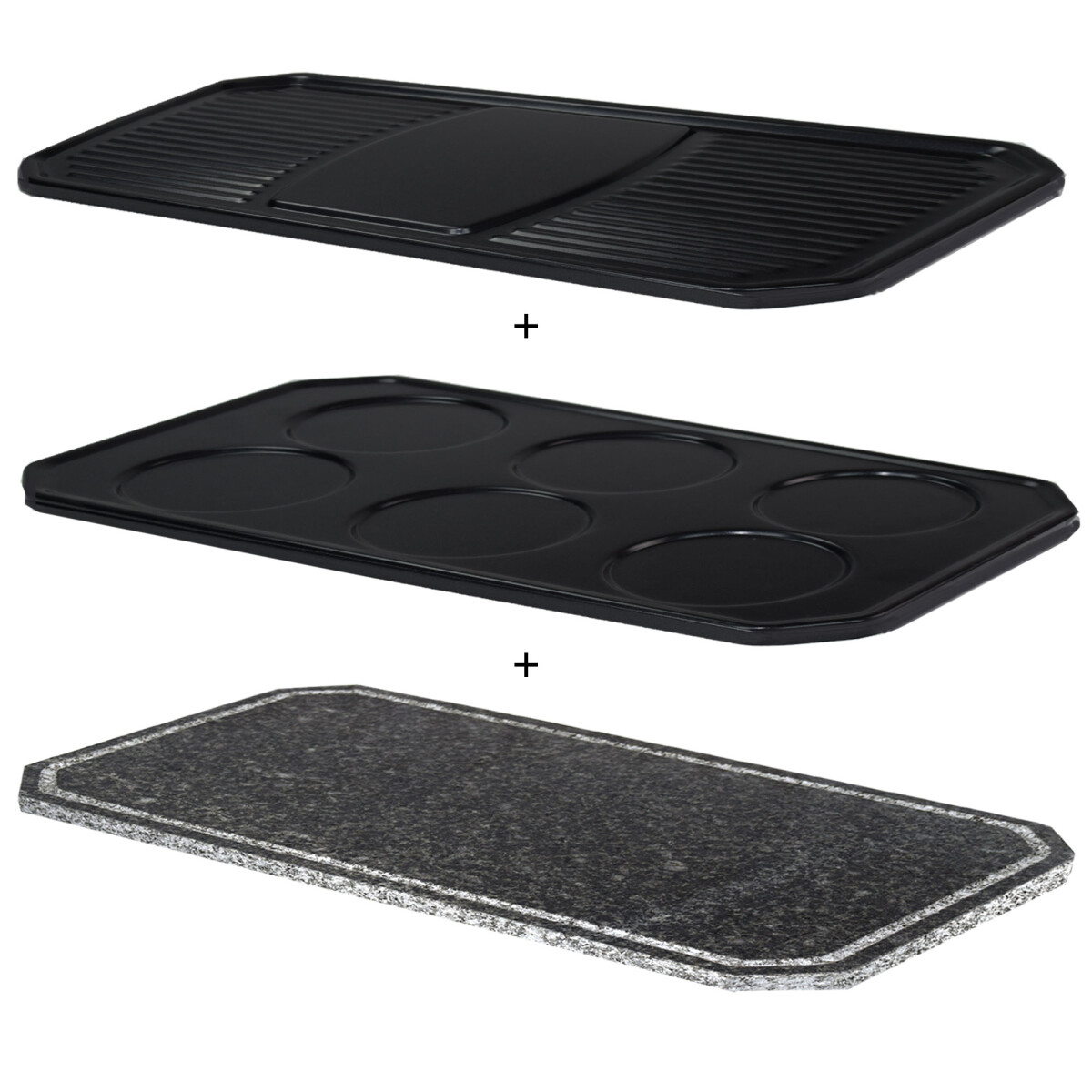 3er Platten-Set für Raclette | Grillplatten | Steinplatte RAC-1500W-16